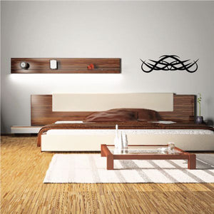 Tribal pinstripe wall decal with black interwoven swirl lines