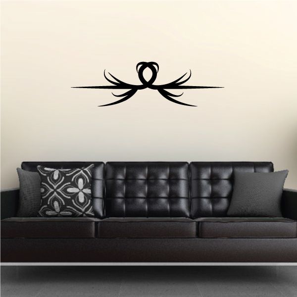 Tribal pinstripe wall decal featuring black knot and winged swirl design