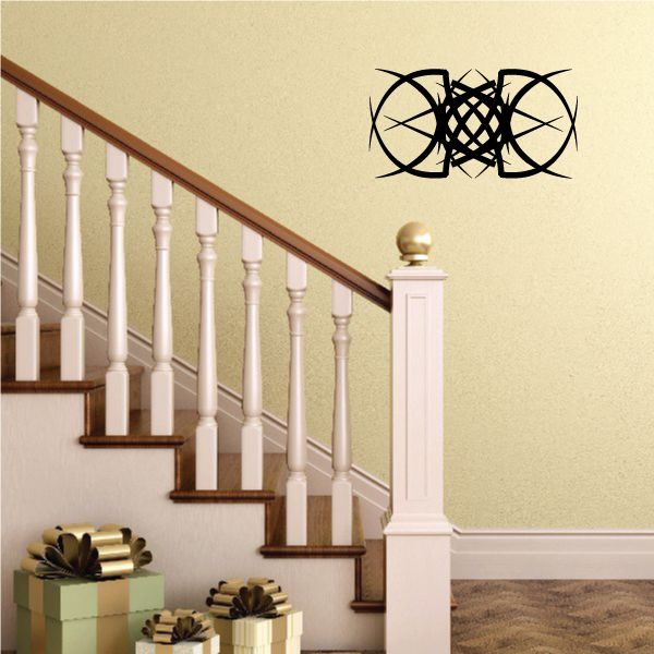 Tribal pinstripe wall decal vinyl, black interwoven swirl graphic