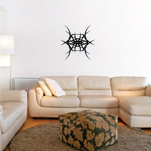 Tribal pinstripe wall decal, black spiky starburst vinyl sticker