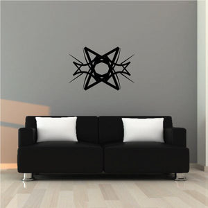 Tribal pinstripe wall decal, black starburst with circular center