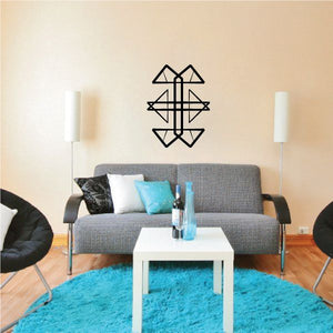 Tribal pinstripe wall decal vinyl, black geometric cross star pattern