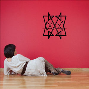Tribal pinstripe wall decal with black geometric star pattern