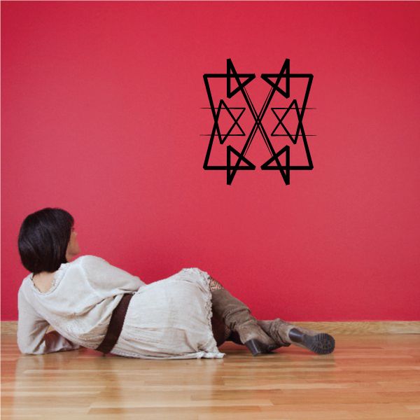 Tribal pinstripe wall decal with black geometric star pattern