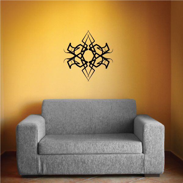 Tribal pinstripe wall decal with black geometric star pattern