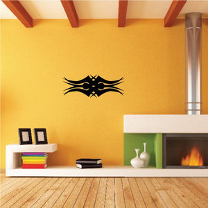 Tribal pinstripe wall decal featuring black tribal emblem with gold accents.