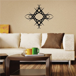 Tribal pinstripe wall decal with black interlaced star motif