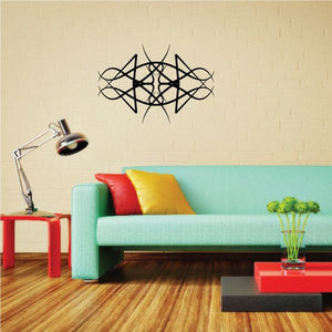 Tribal vinyl wall decal with black abstract pinstripe swirl design