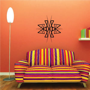 Tribal starburst wall decal with black pinstripe lines
