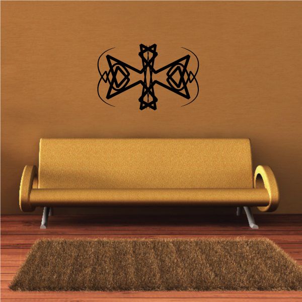 Tribal geometric wall decal with black star and arrow shapes, vinyl sticker design