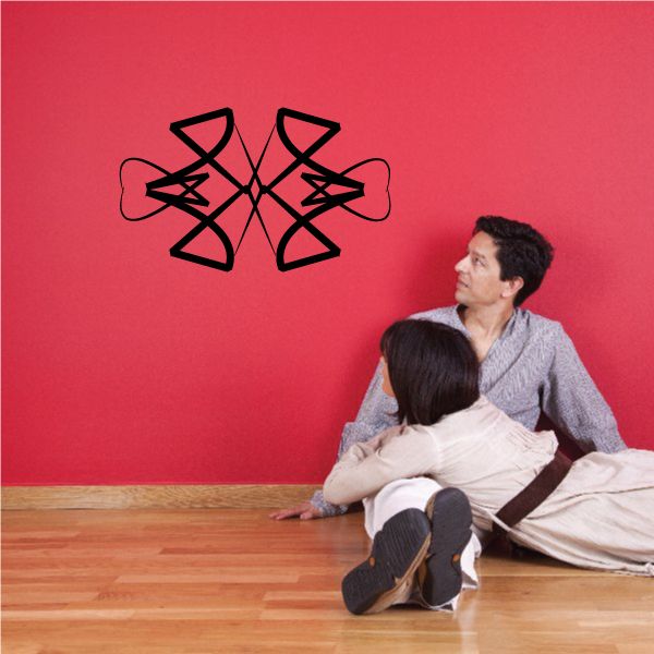 Tribal pinstripe wall decal with black interlocking arrow and star pattern