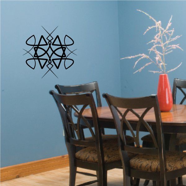 Tribal pinstripe vinyl wall decal, black geometric knot pattern