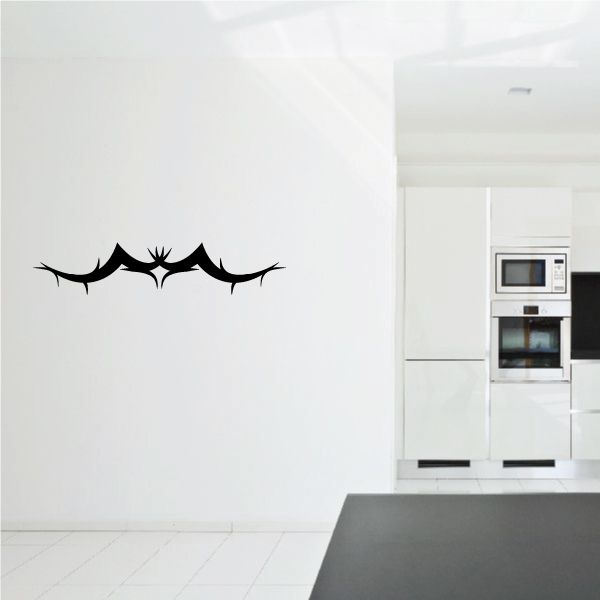 Black tribal pinstripe wall decal with spiky banner shape