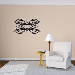 Tribal pinstripe wall decal, black vinyl knot swirl design