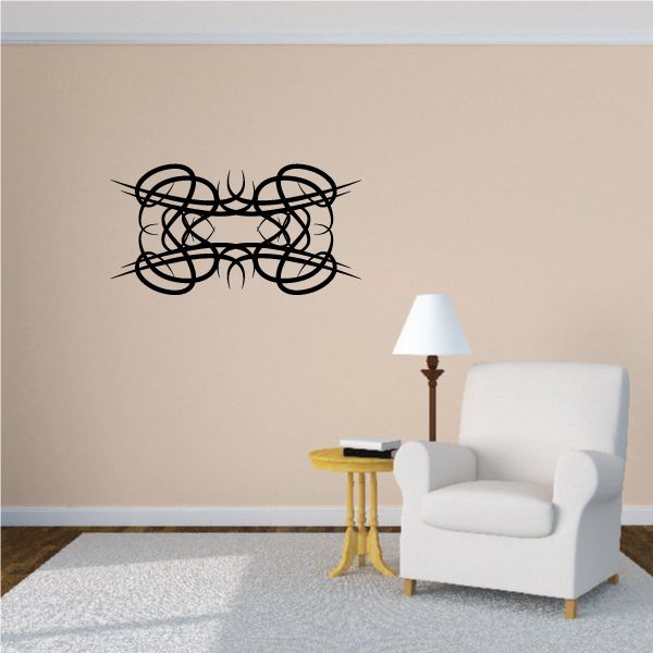 Tribal pinstripe wall decal, black vinyl knot swirl design