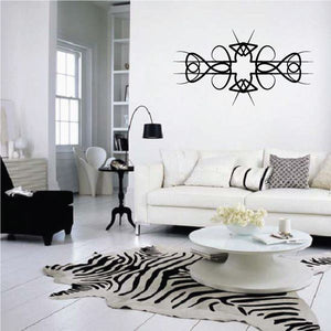 Tribal pinstripe wall decal in black, vinyl geometric swirl design