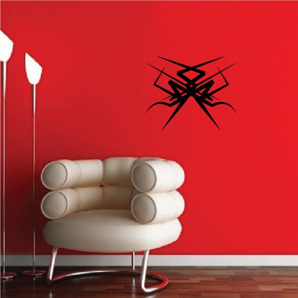 Tribal pinstripe wall decal with black starburst tribal design