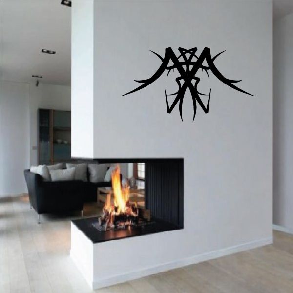 Black tribal pinstripe wall decal with angular cross-like design