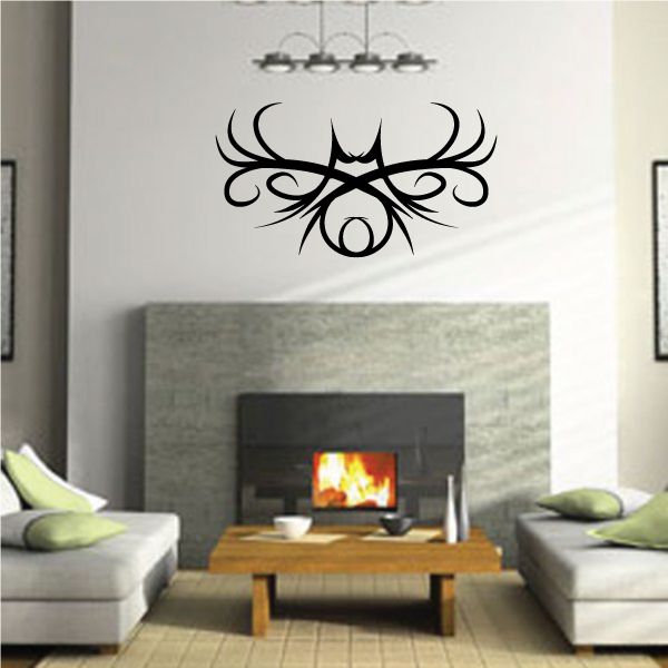 Tribal antler eye wall decal, black vinyl pinstripe design