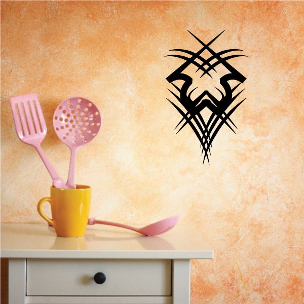 Tribal pinstripe wall decal with black tribal bull head graphic