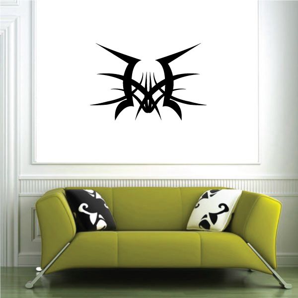 Tribal pinstripe wall decal with black tribal graphic