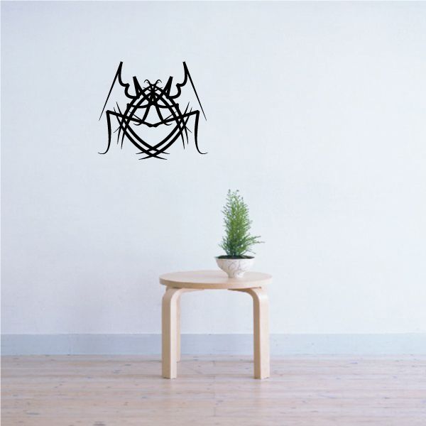 Tribal pinstripe wall decal, black tribal emblem outline