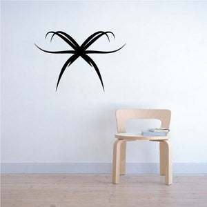 Tribal pinstripe wall decal with black bow-like tribal design, vinyl sticker