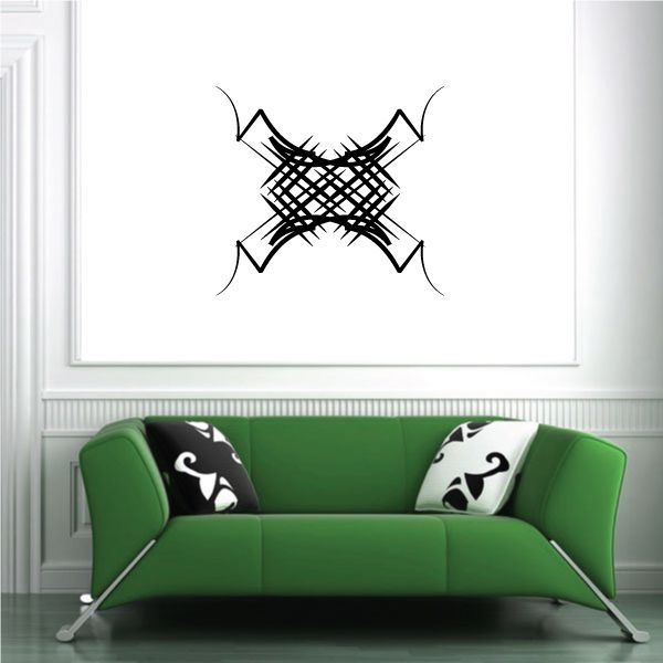 Black tribal pinstripe X pattern vinyl wall decal