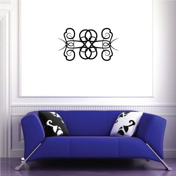 Tribal wall decal with black swirl pattern
