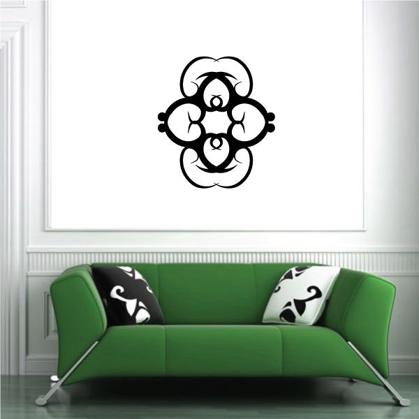 Tribal pinstripe vinyl wall decal, black bear-like tribal face with central droplet