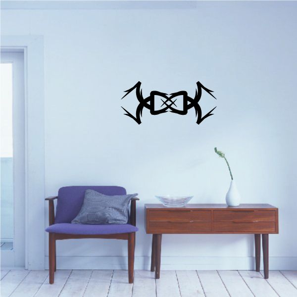 Black tribal pinstripe wall decal with interlocking knot design