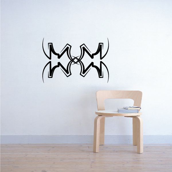 Tribal pinstripe wall decal: black interlocking arrow shapes vinyl sticker