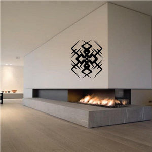 Tribal geometric wall decal, black vinyl design on a light wall