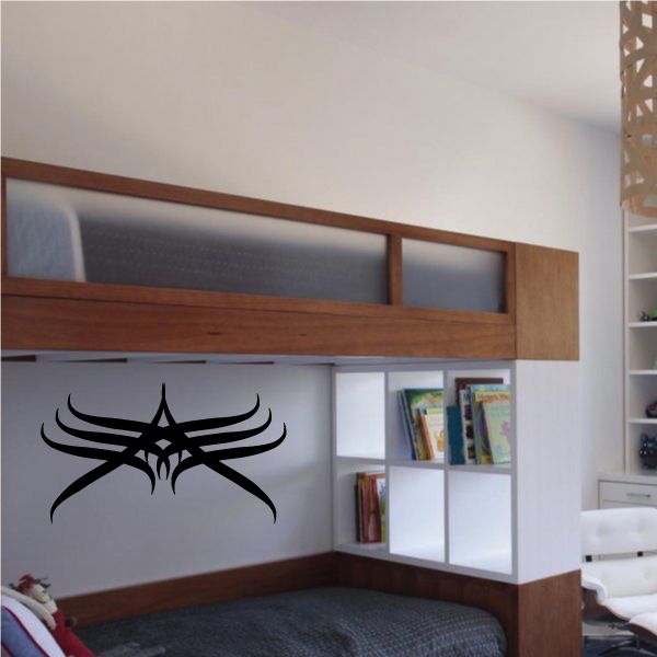 Tribal wall decal with black spiked star design, vinyl sticker for wall