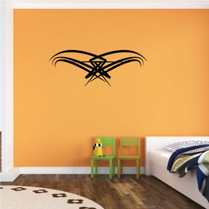 Tribal pinstripe wall decal, black starburst with crossed line details