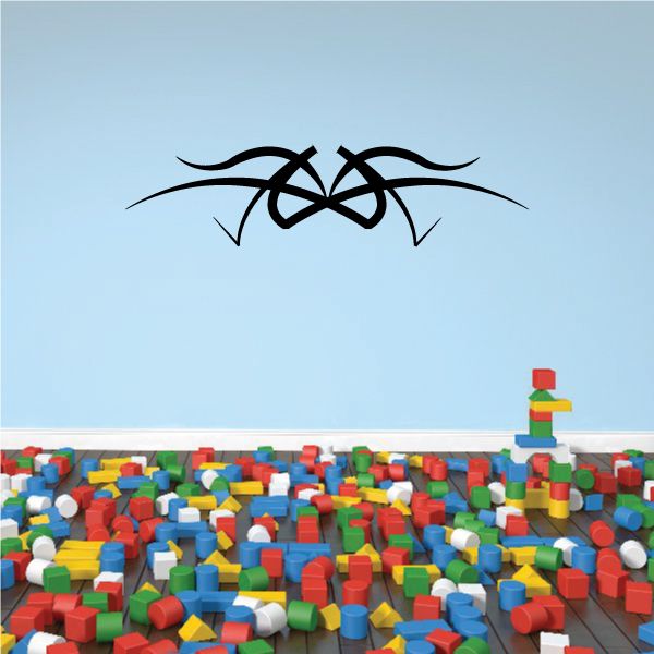 Tribal pinstripe wall decal with black knot-style design, vinyl sticker