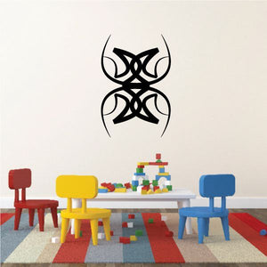 Tribal knot wall decal vinyl, black interlocking pinstripe design