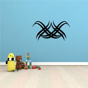 Tribal pinstripe wall decal, black interwoven swirl design