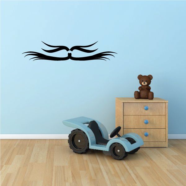 Tribal pinstripe wall decal in black, tribal flame shape vinyl sticker
