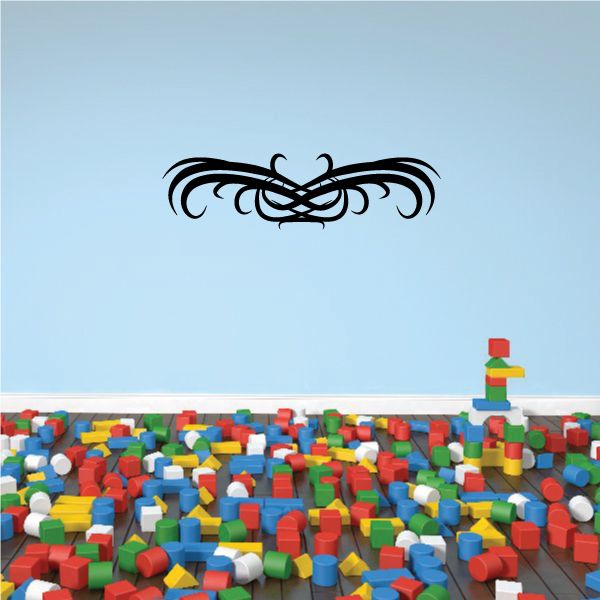 Tribal pinstripe vinyl wall decal with black swirl