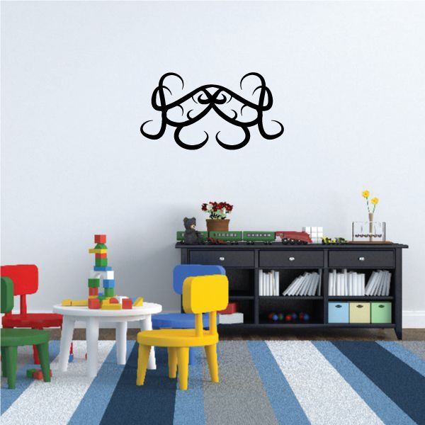 Tribal wall decal vinyl featuring black ornamental swirl design