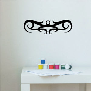 Black tribal scroll wall decal with central curls