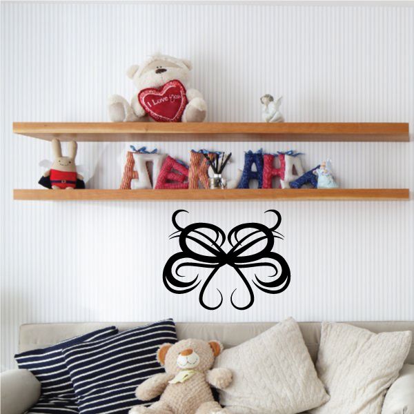 Tribal pinstripe wall decal, black ornamental swirl for wall