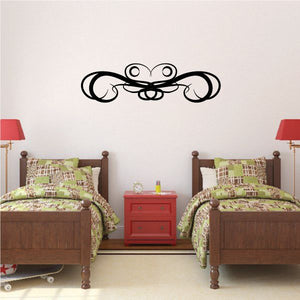 Tribal pinstripe wall decal, black swirl design with central knot and two small circles