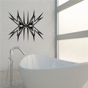 Tribal pinstripe wall decal with black starburst pattern