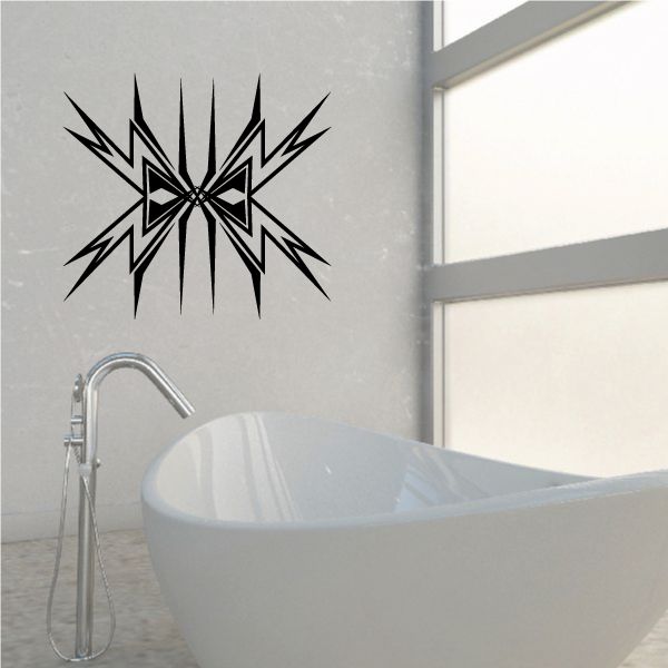 Tribal pinstripe wall decal with black starburst pattern