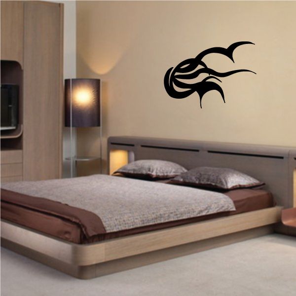 Tribal wall decal with black pinstripe-style tribal design