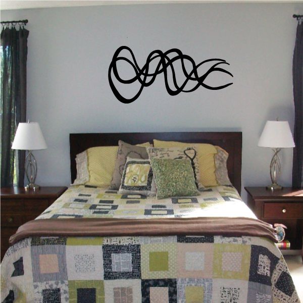 Tribal pinstripe wall decal with black looping swirl lines