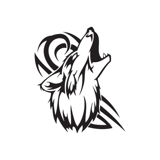 Image of Tribal Razor Wolf Howl Decal