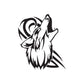 Wolf howl decal with tribal razor-style wolf head, black graphic